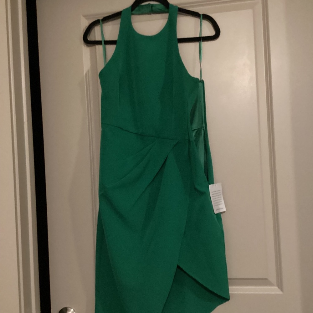 Jewel Badgley Mischka Draped Halter Neck Asymmetric Cocktail Dress, size 8 - Picture 12 of 16